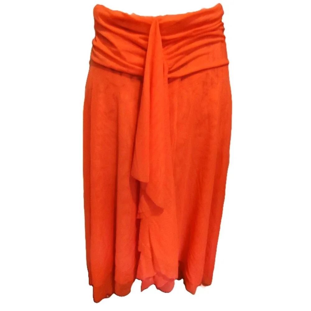 New Venus Tropical Orange Bathing Suite Sheer Dress / Skirt Dual Cover-up SZ M/L